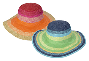 Poolside Bright Color Blocked Round Crown Sun Hat - Ladies Summer Clearance